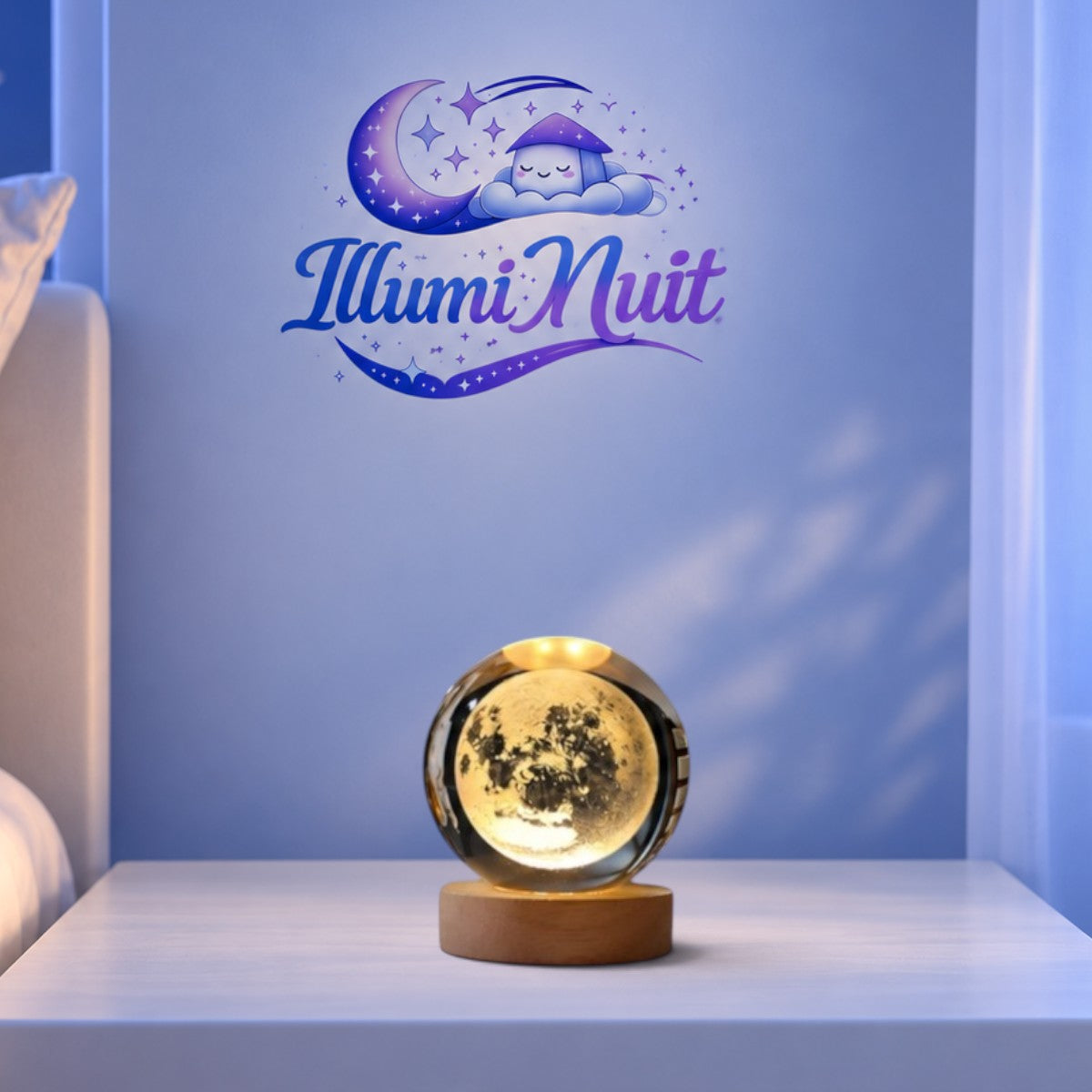 Veilleuse Cristal LED Lune <br> MoonGlow