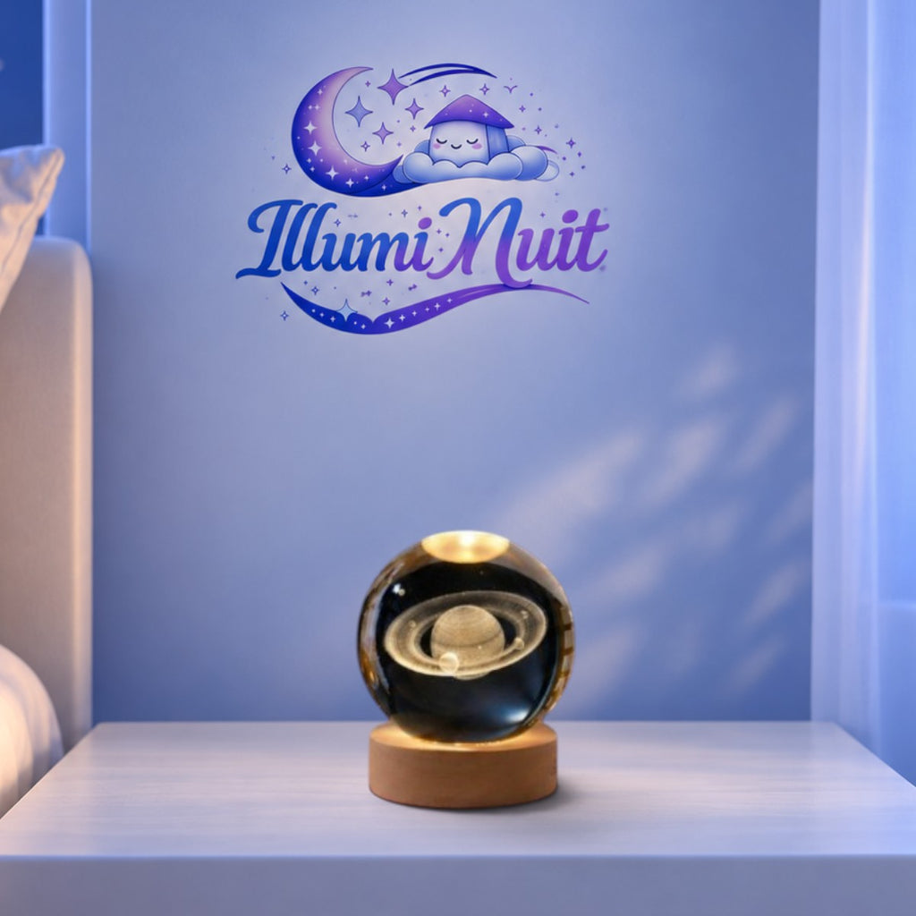 Veilleuse Cristal LED Planète <br> SaturnGlow