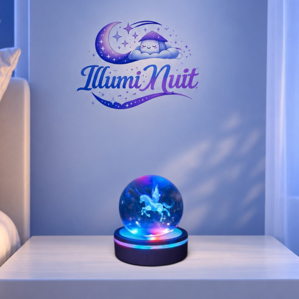 Veilleuse Cristal LED Licorne <br> UniSphere