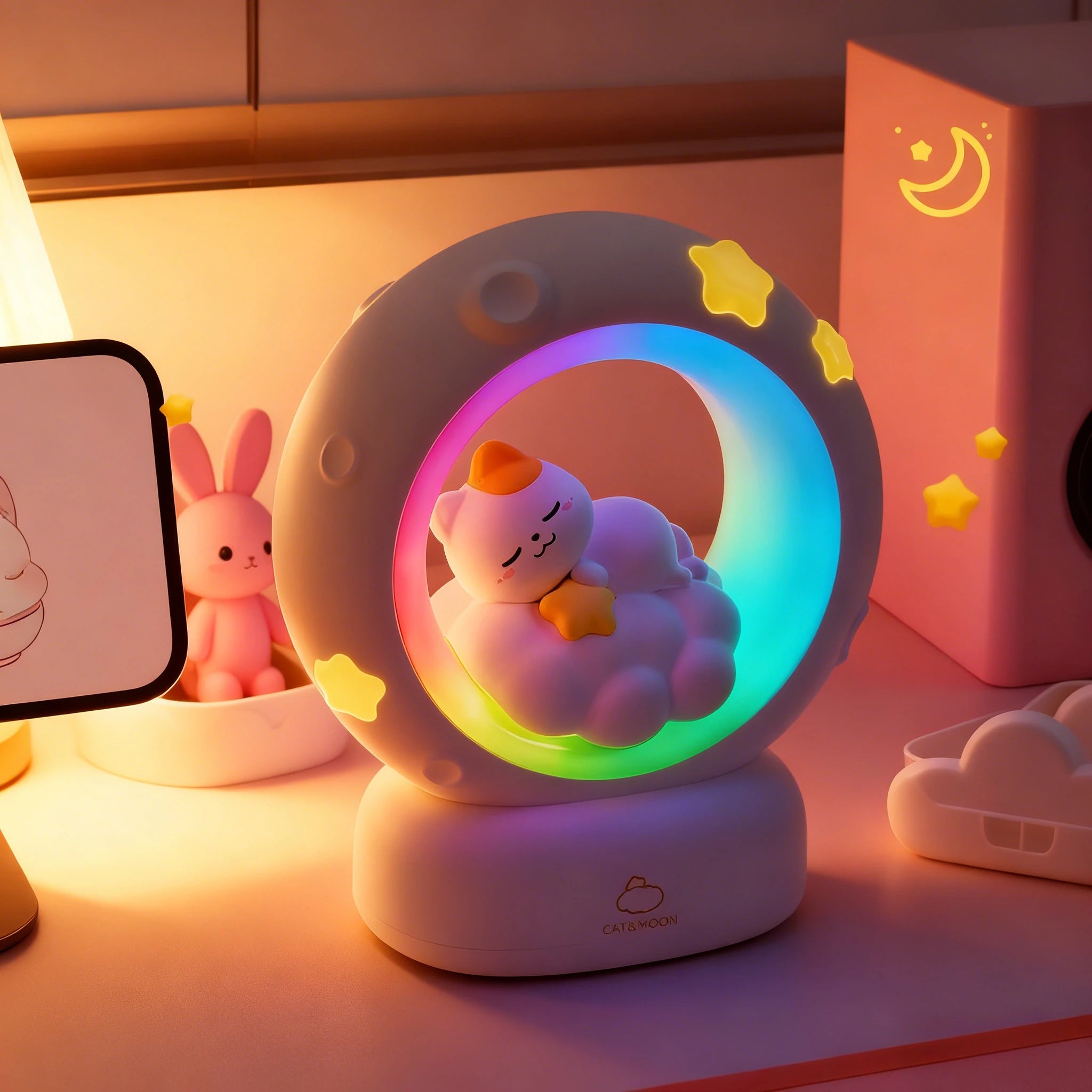 Veilleuse Chat Nuage LED Multicolore <br> DreamCat