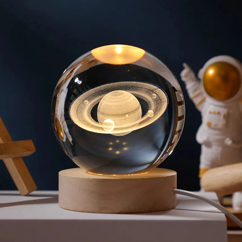 Veilleuse Cristal LED Planète <br> SaturnGlow