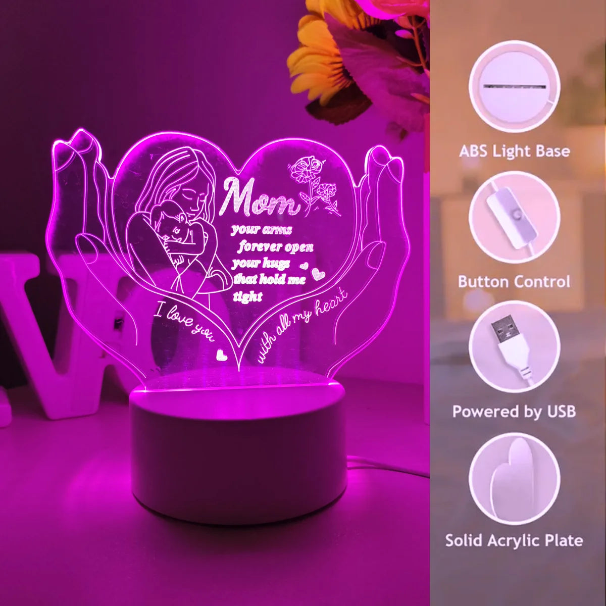 Veilleuse LED Cœur Maman <br> LoveMom