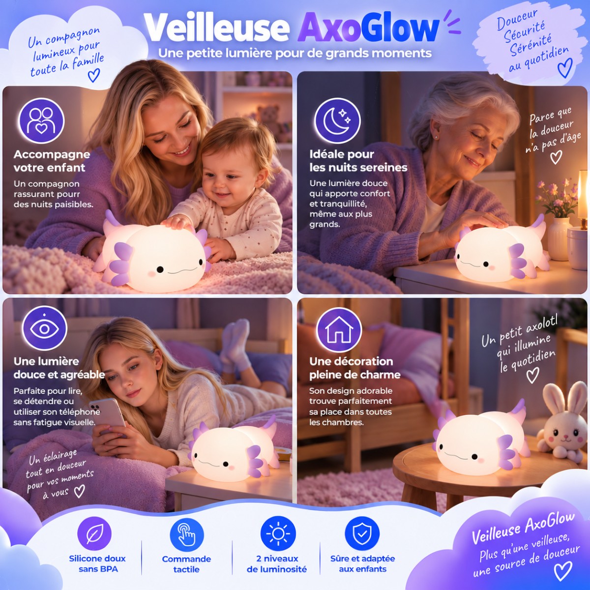Veilleuse LED Axolotl <br> AxoGlow
