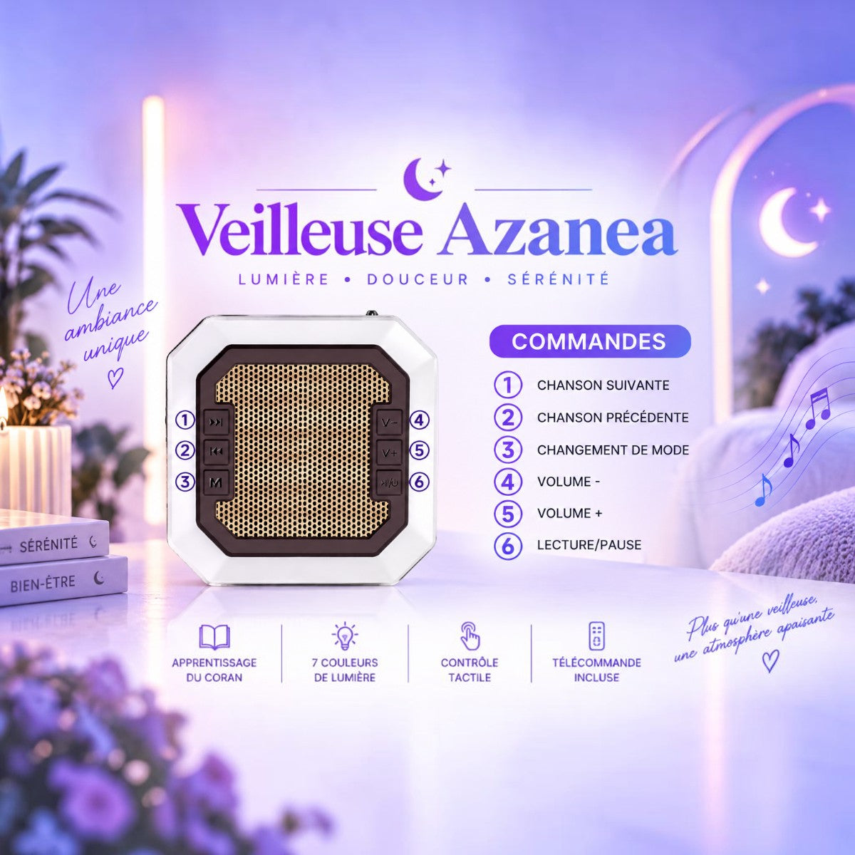 Veilleuse Coran LED Réveil Azan <br> Azanea