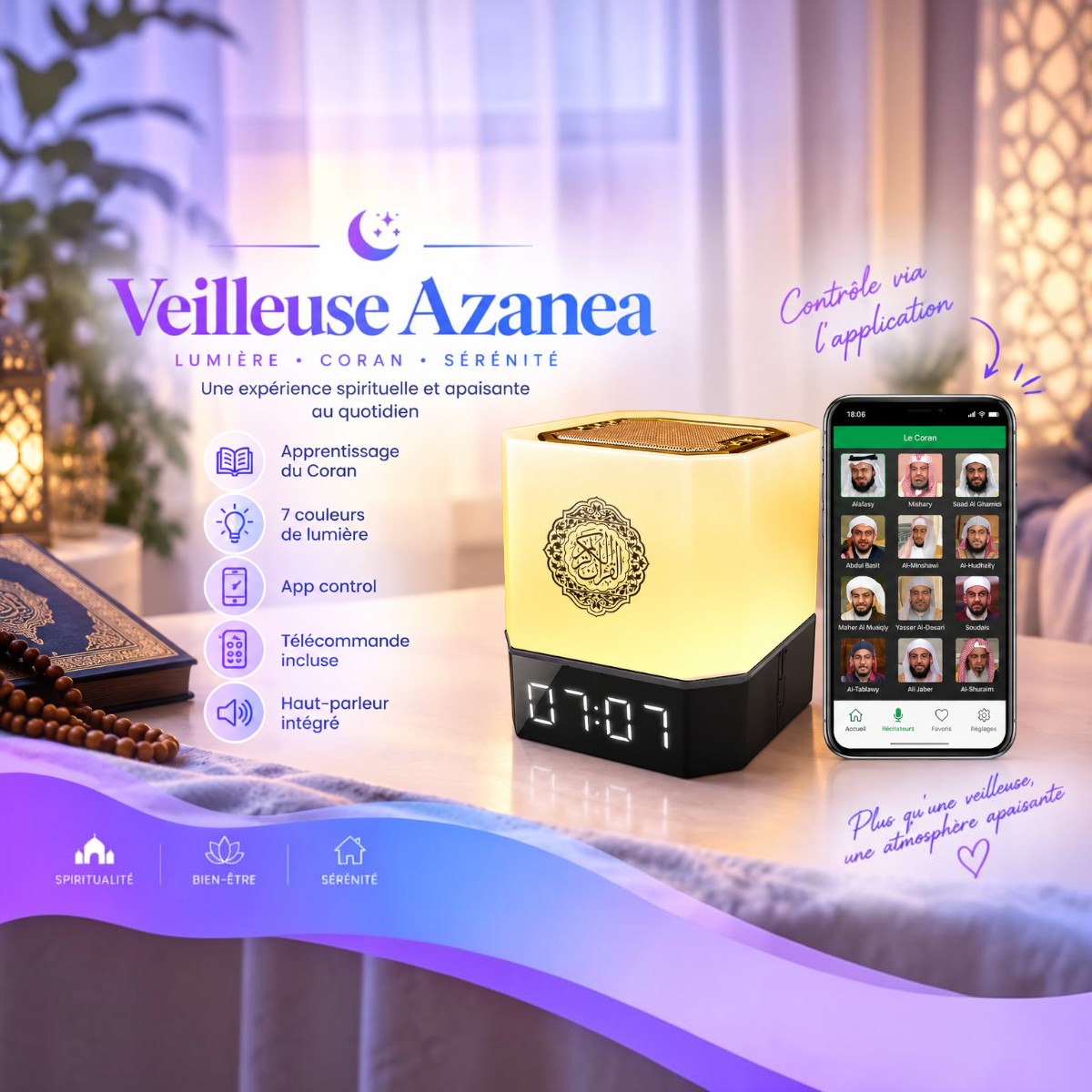 Veilleuse Coran LED Réveil Azan <br> Azanea