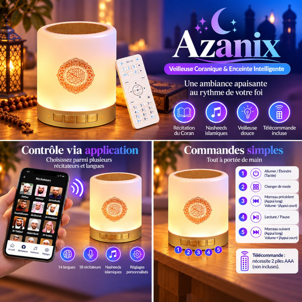 Veilleuse Coran LED Réveil Azan <br> Azanix