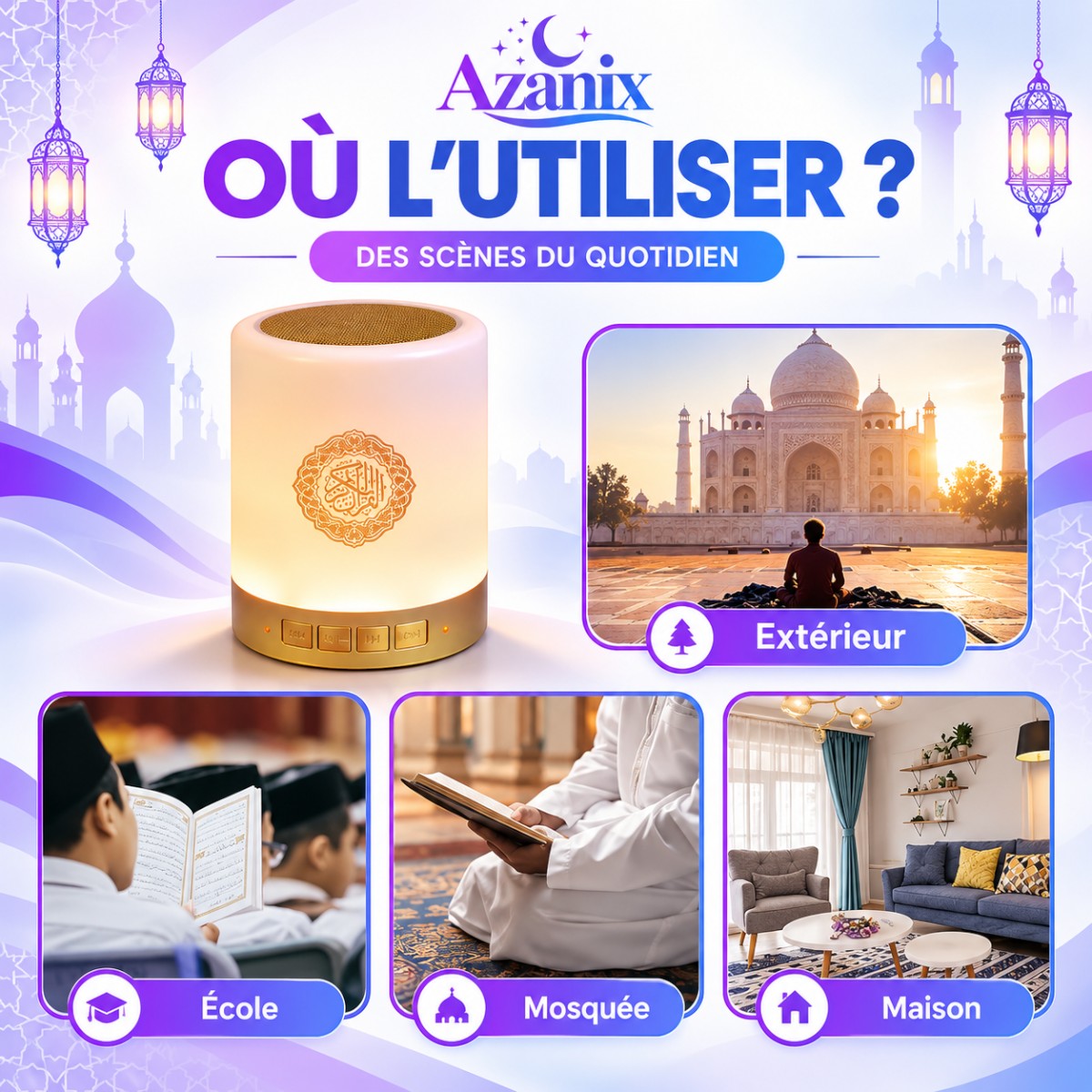 Veilleuse Coran LED Réveil Azan <br> Azanix