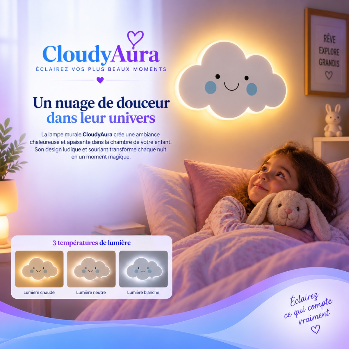 Veilleuse Nuage LED <br> CloudyAura