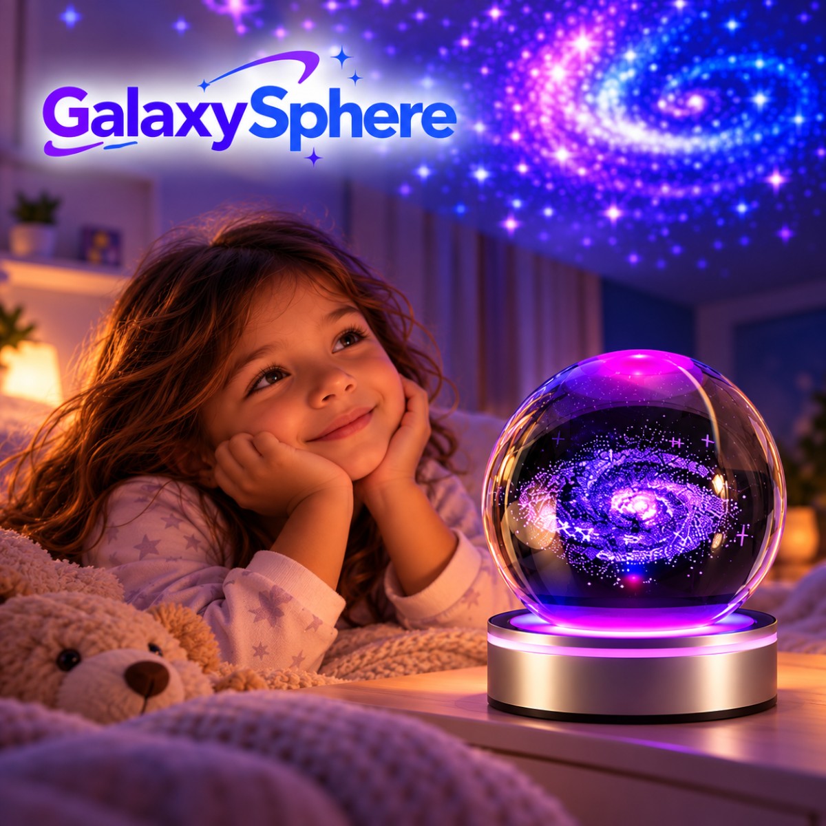 Veilleuse Cristal LED Galaxie <br> GalaxySphere