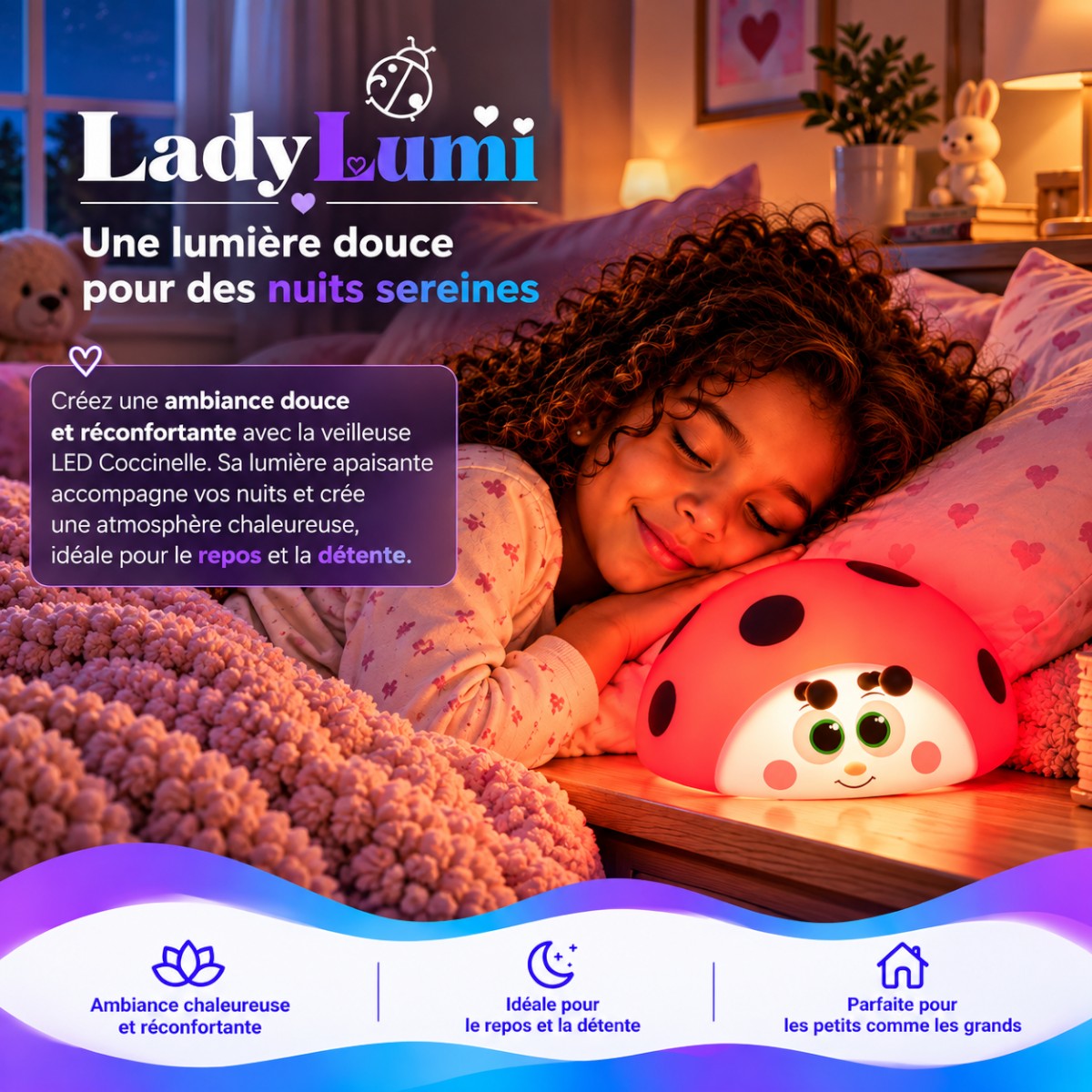 Veilleuse LED Coccinelle <br> LadyLumi