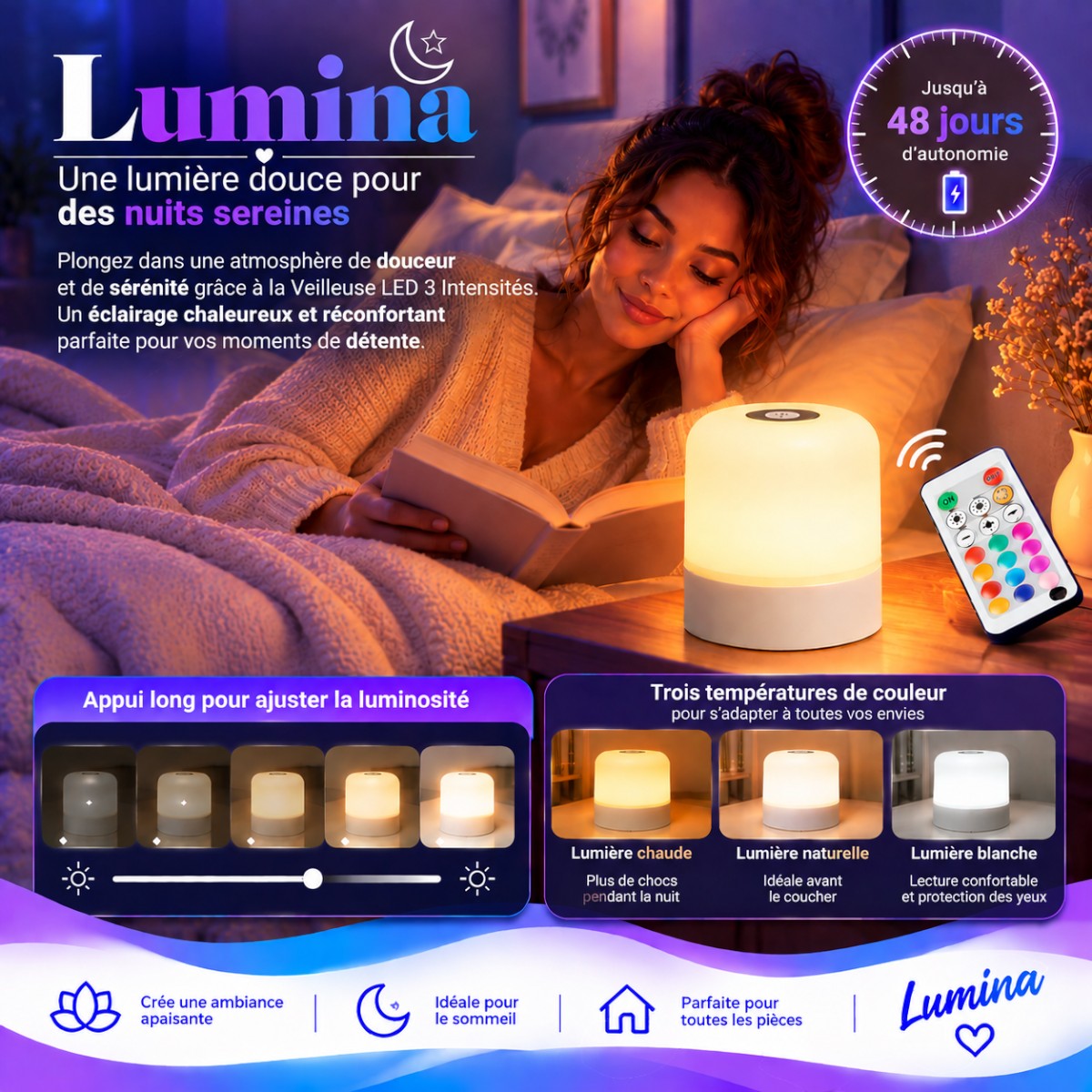 Veilleuse LED 3 Intensités <br> Lumina