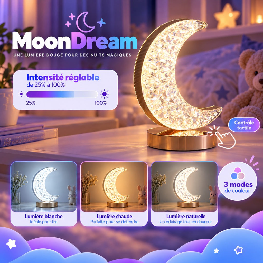 Veilleuse Lune Cristal LED <br> MoonDream