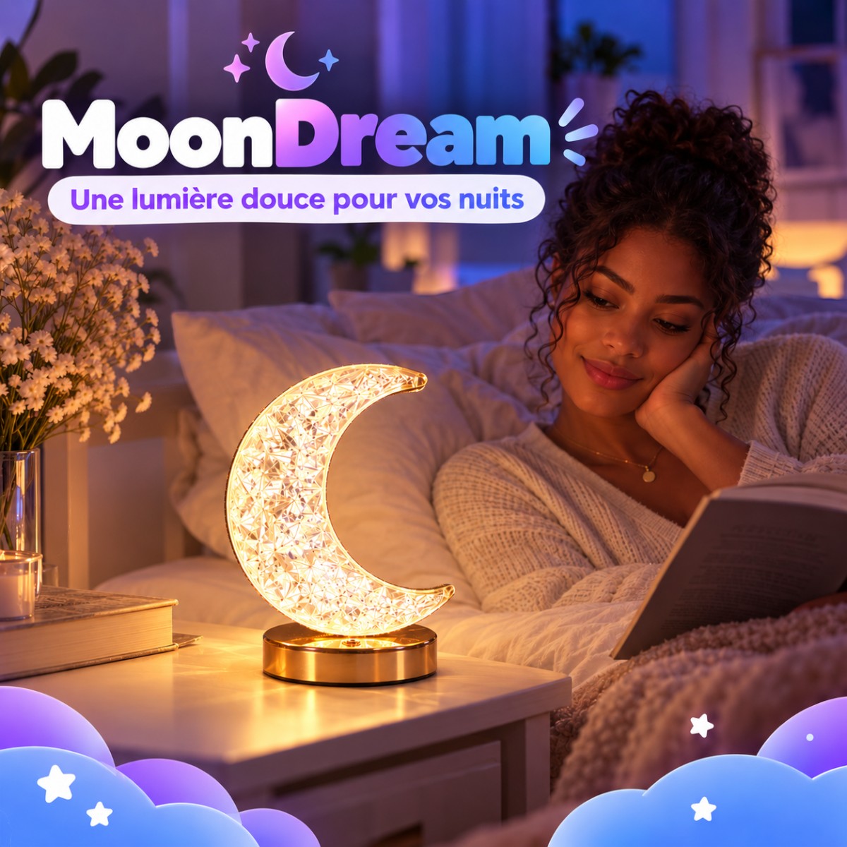 Veilleuse Lune Cristal LED <br> MoonDream