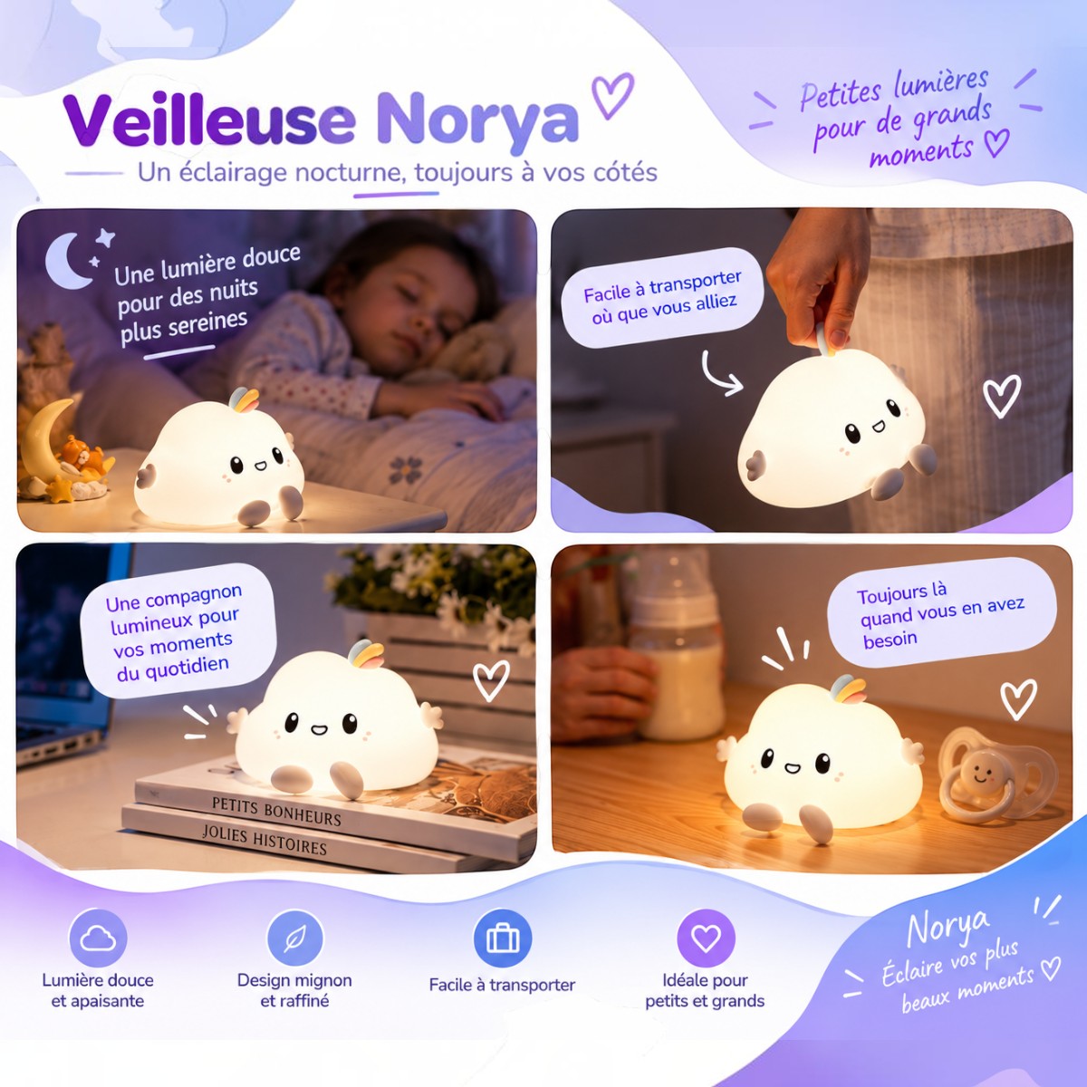 Veilleuse Nuage LED Enfant <br> Norya