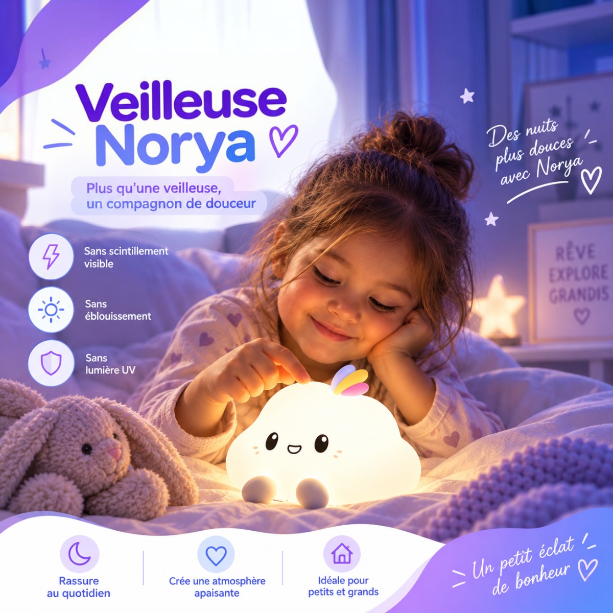 Veilleuse Nuage LED Enfant <br> Norya