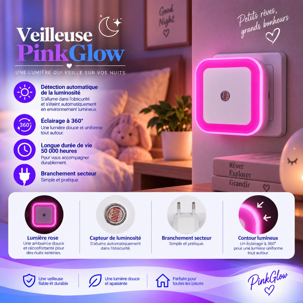 Veilleuse Murale LED Rose <br> PinkGlow