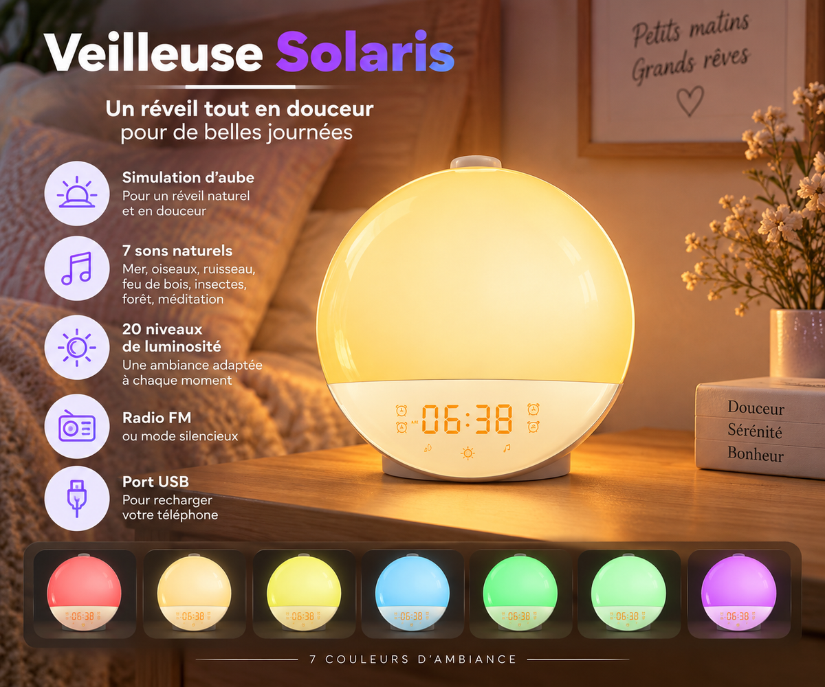 Veilleuse LED Réveil Soleil <br> Solaris