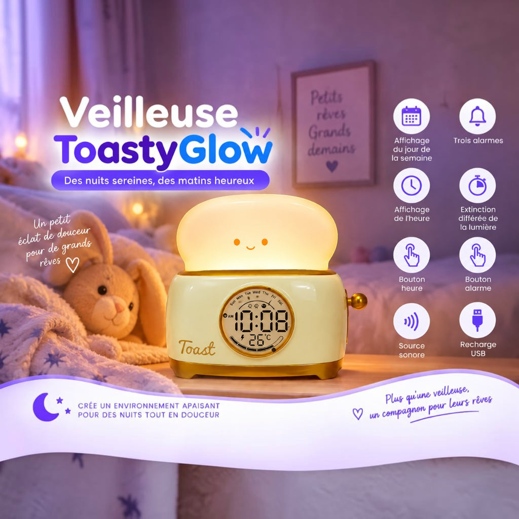 Veilleuse Réveil LED Toast <br> ToastyGlow