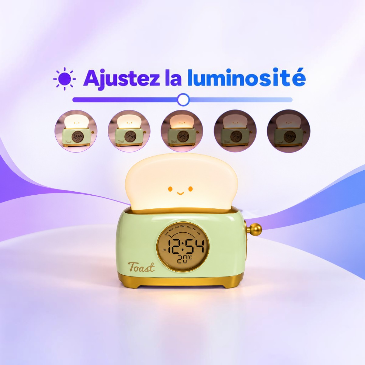 Veilleuse Réveil LED Toast <br> ToastyGlow