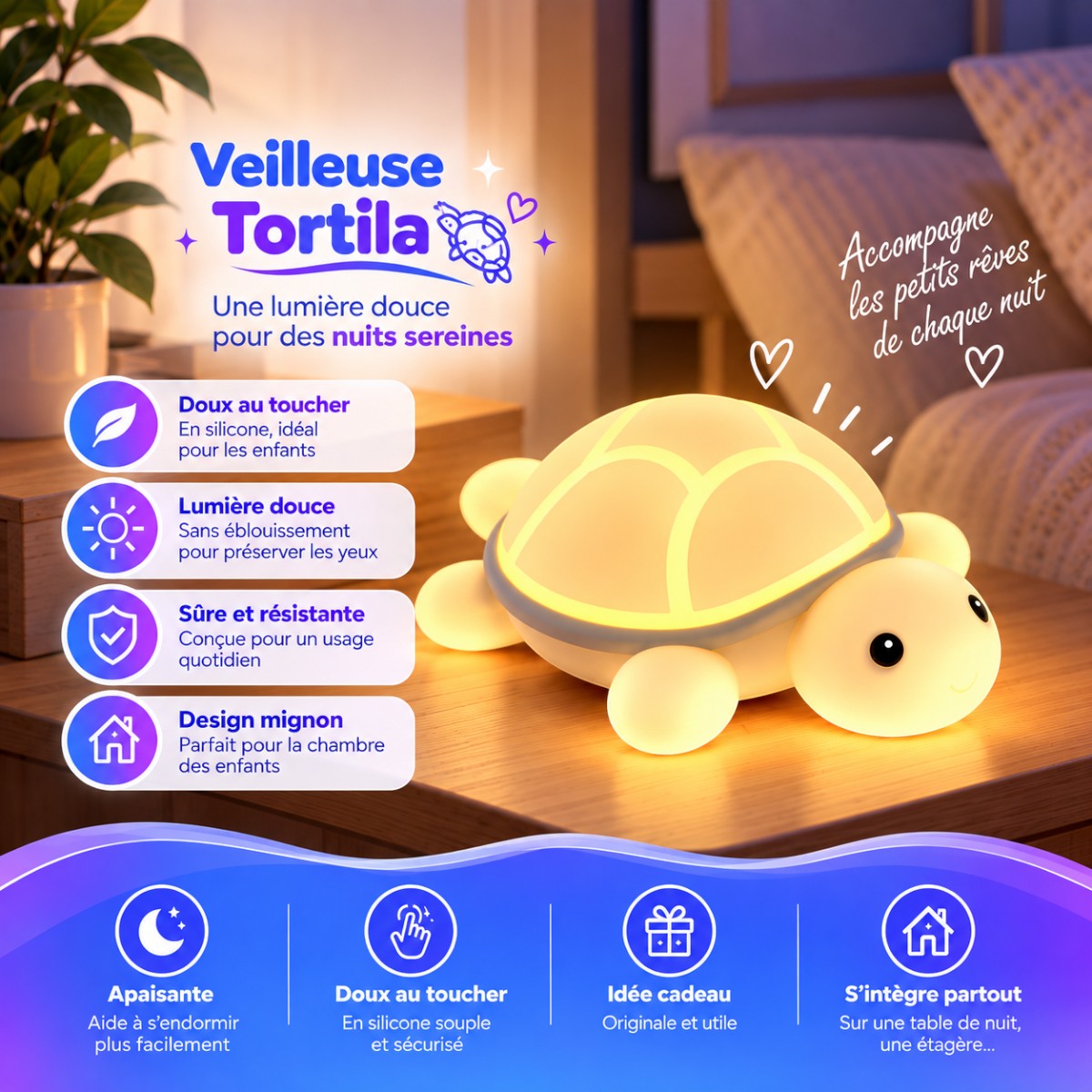 Veilleuse LED Tortue <br> Tortila