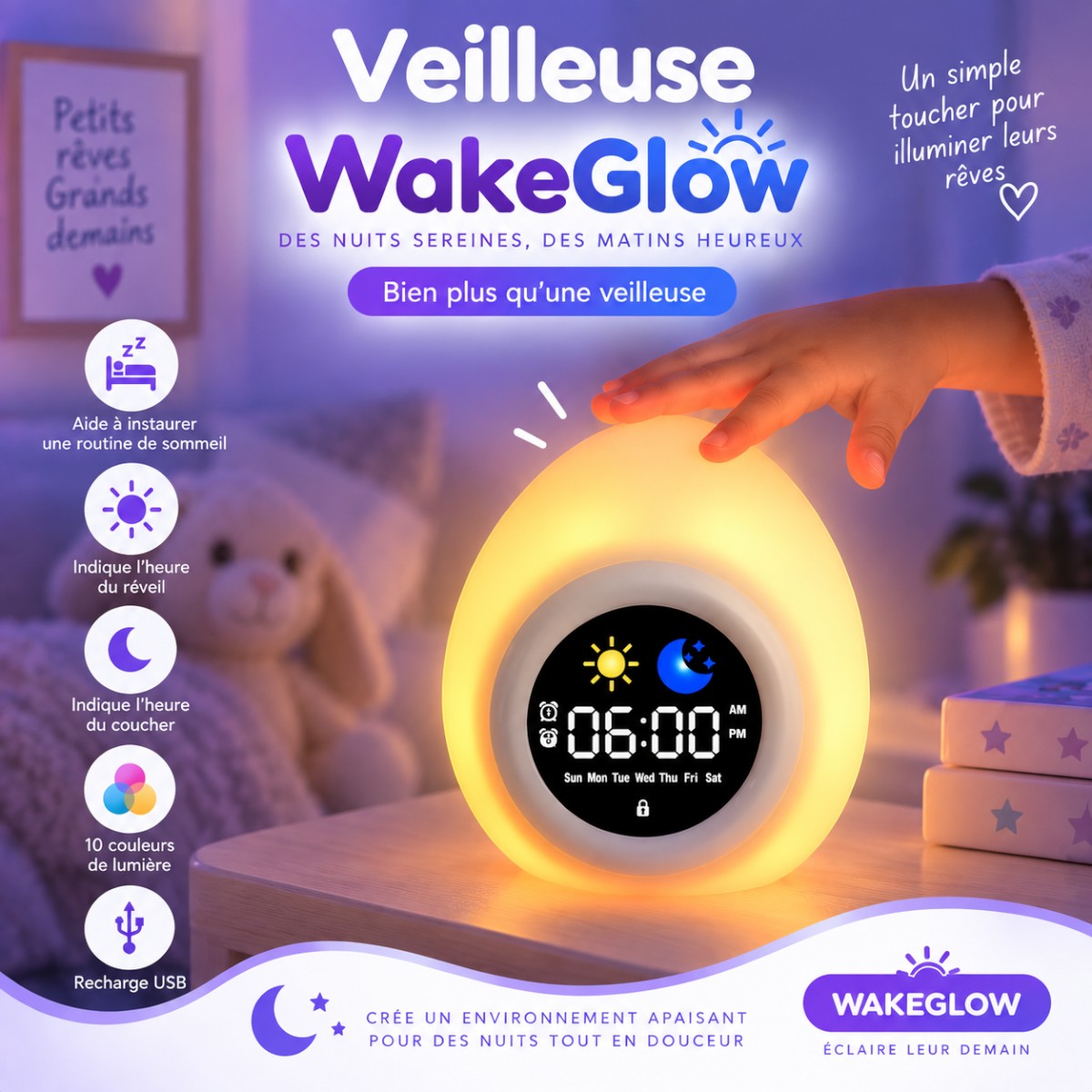 Veilleuse Réveil LED <br> WakeGlow