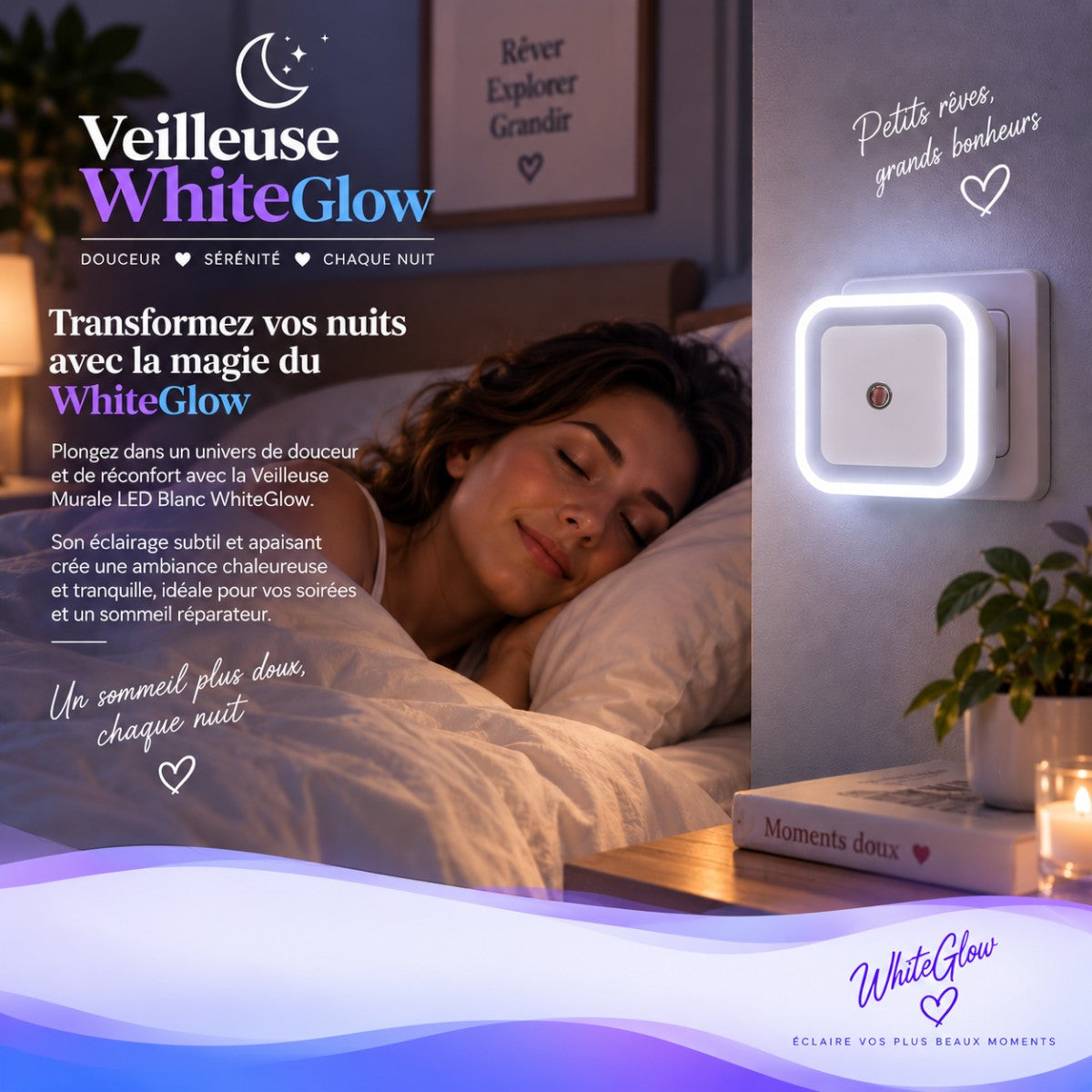 Veilleuse Murale LED Blanc <br> WhiteGlow