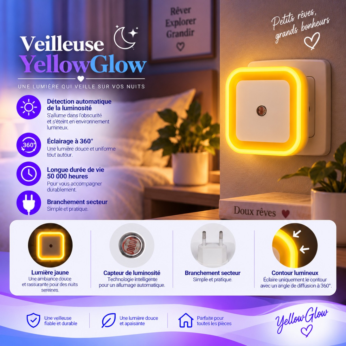 Veilleuse Murale LED Jaune <br> YellowGlow